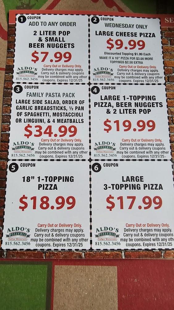 Aldo's Pizzeria and The Red Brick Pub Menu image 2